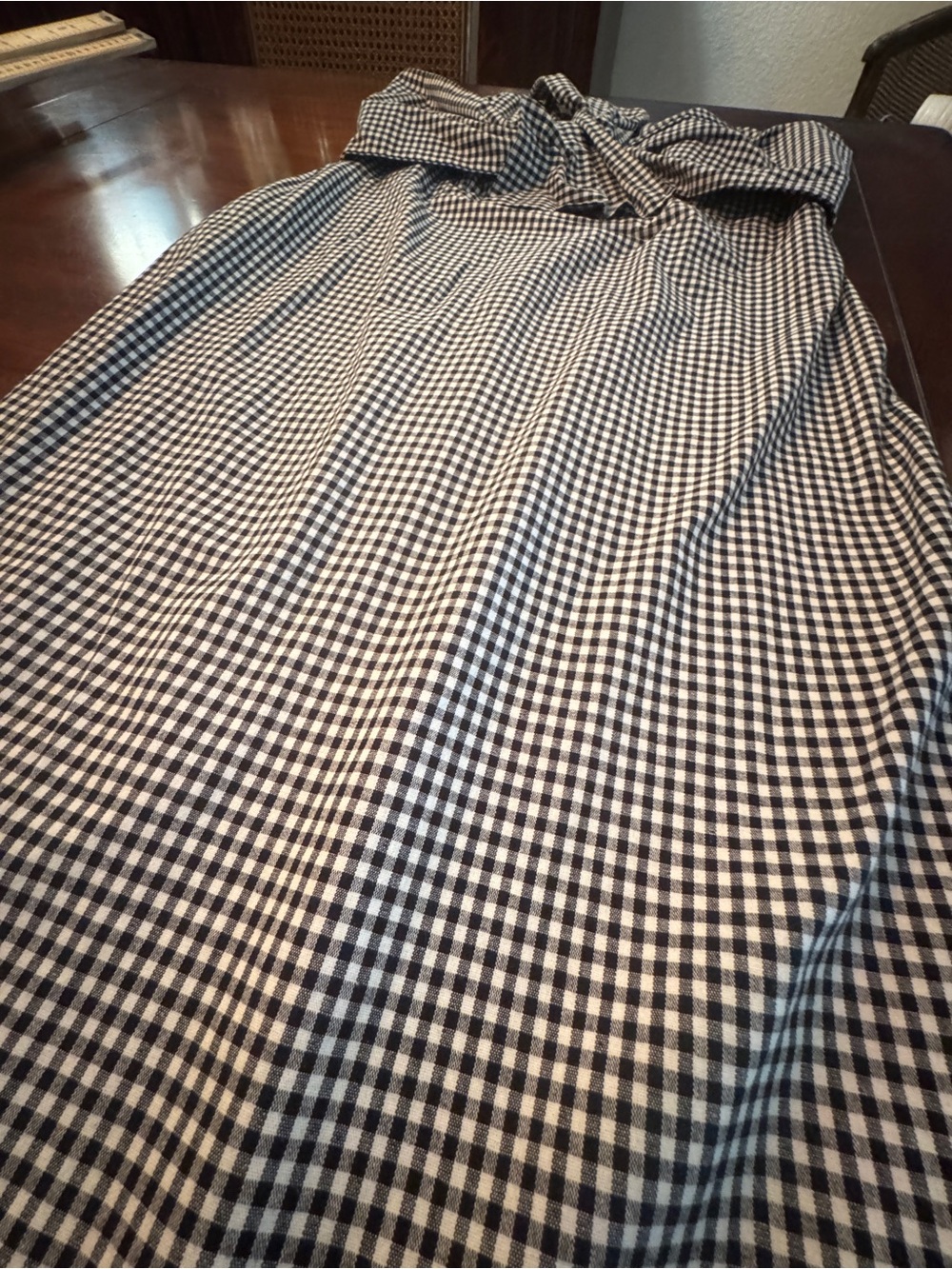 SOCIALITE Gingham Strapless Midi Dress Bow Pockets Black White Size L Cotton - Picture 3 of 10